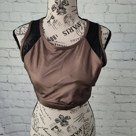 FABLETICS Camryn Metallic Bronze Black Activewear Tank Top sz M NWOT - Picture 8 of 9